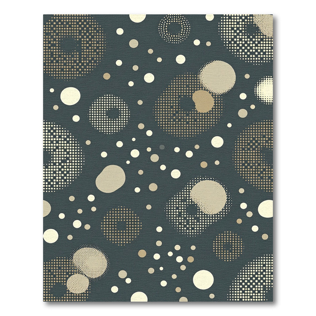 Abstract Golden Polka Dot Dark Teal Rug