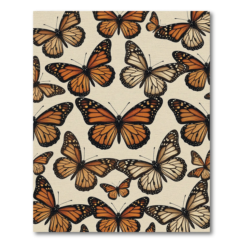 Whimsical Golden Orange Monarch Butterfly Garden Rug