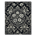 Elegant Black Floral Scrollwork Accents Rug