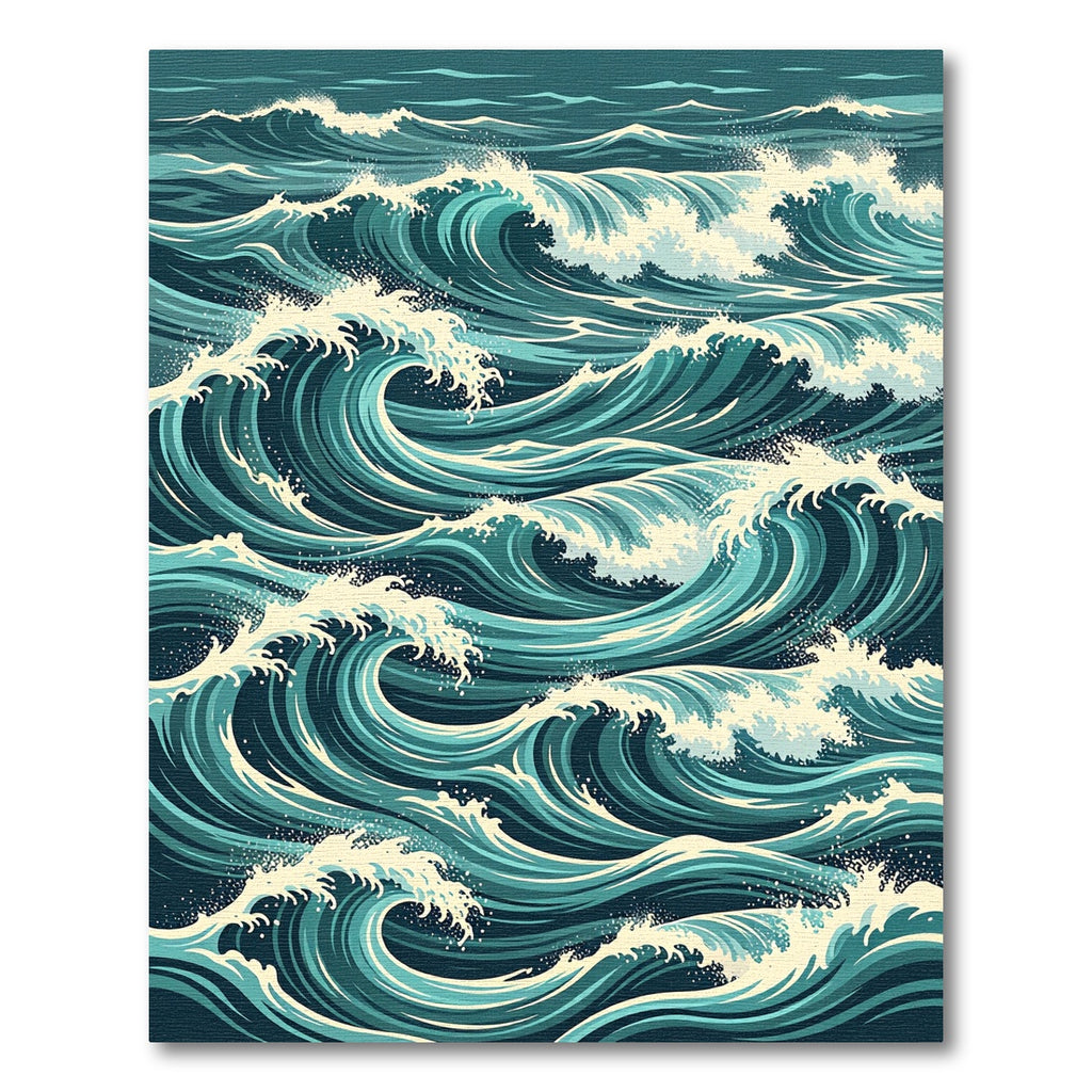 Dynamic Teal Ocean Wave Rug