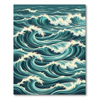 Dynamic Teal Ocean Wave Rug