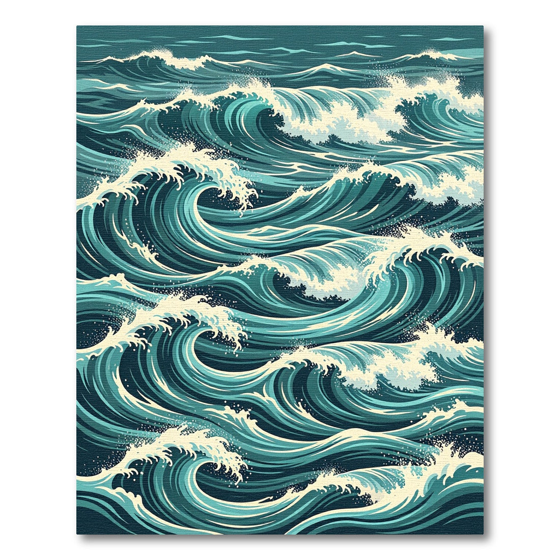 Dynamic Teal Ocean Wave Rug