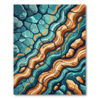 Teal Orange Cracked Earth Wave Rug