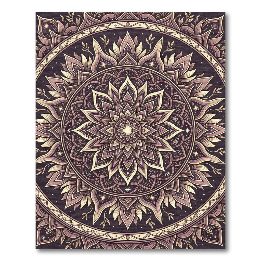 Ornate Lilac Sunburst Mandala Rug