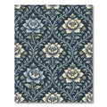 Elegant Navy Cream Floral Damask Rug