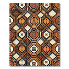 Rustic Ochre Geometric Tribal Pattern Rug