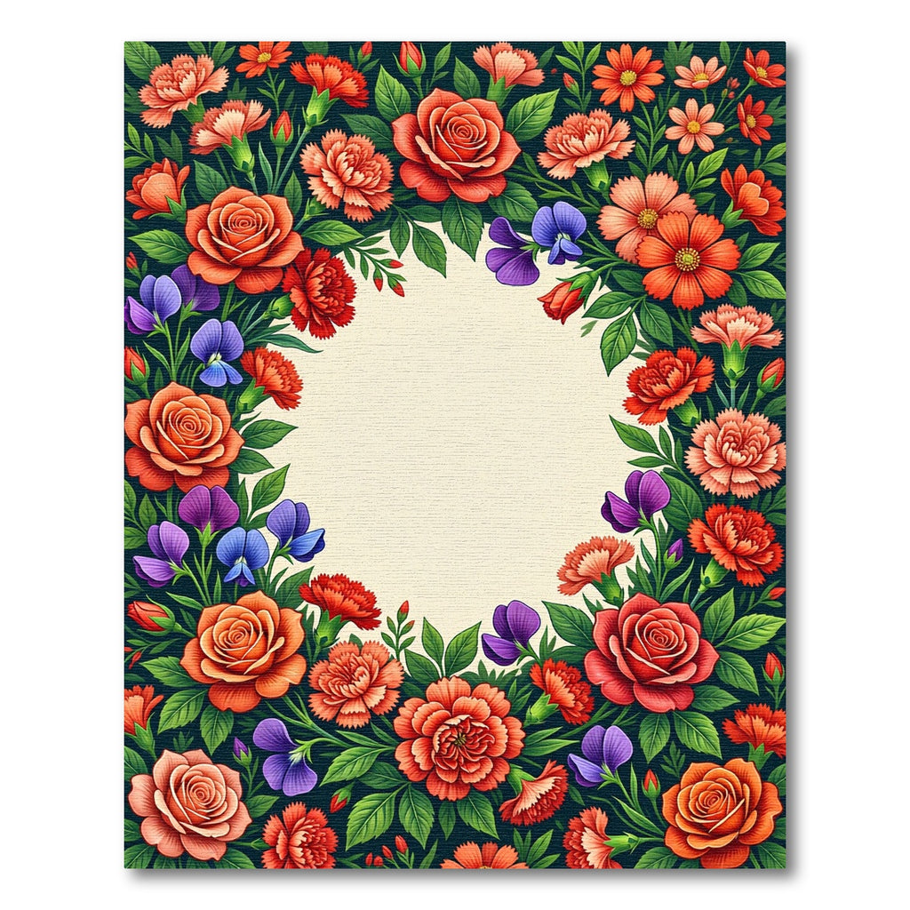 Vibrant Floral Garden Border Rug