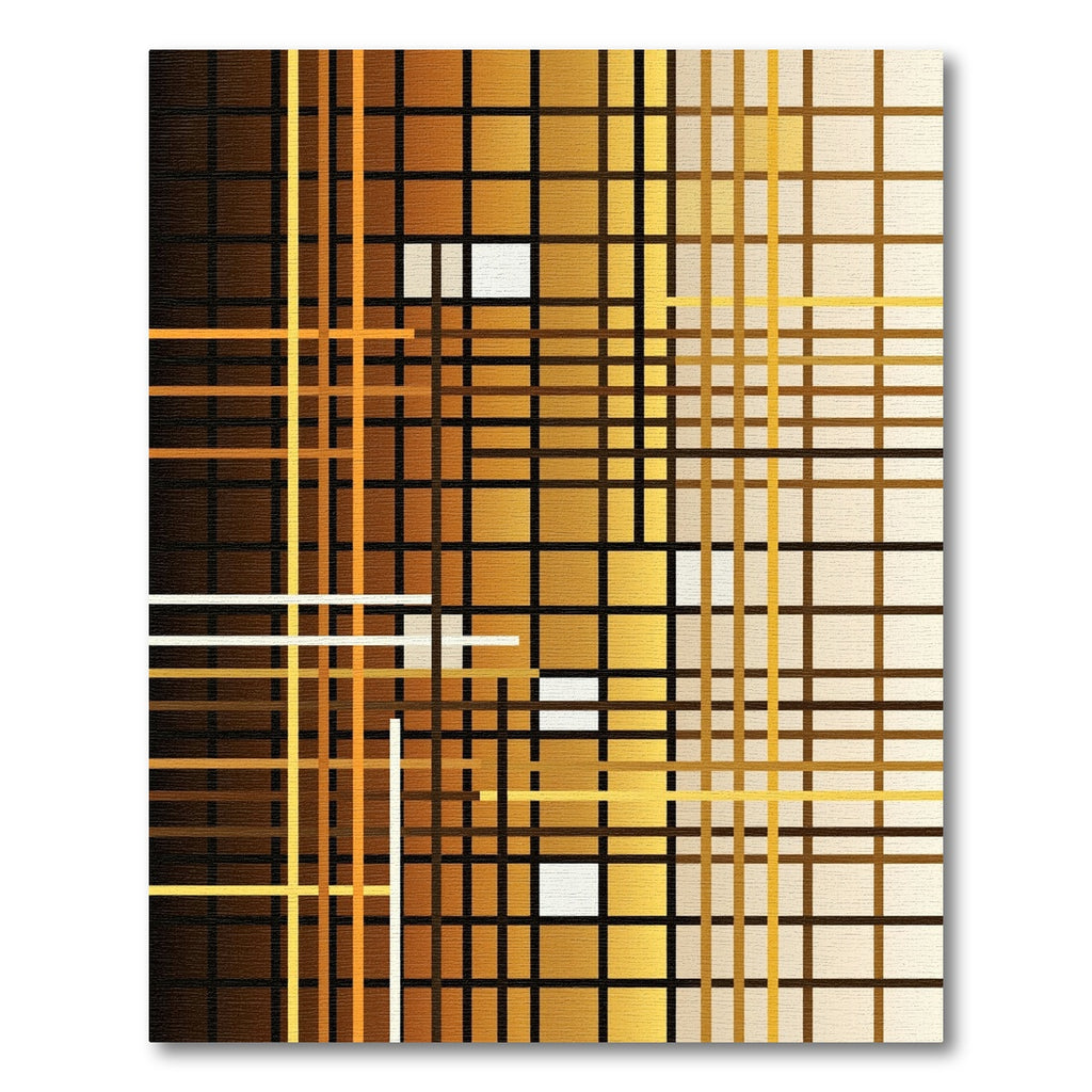 Abstract Amber Gold Geometric Grid Rug