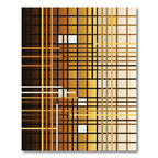 Abstract Amber Gold Geometric Grid Rug