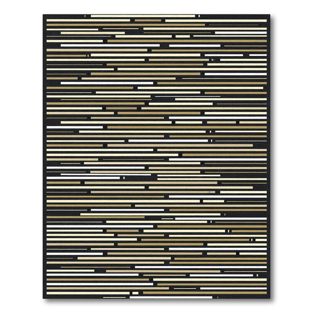 Modern Black And Gold Horizontal Lines Rug