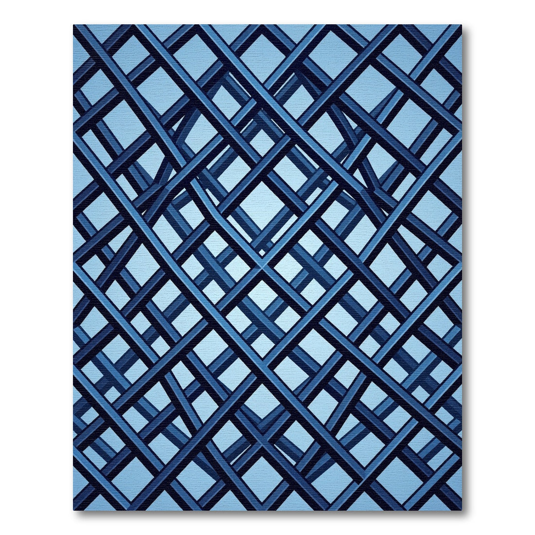 Contemporary Navy Blue Intersecting Lattice Rug