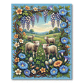 Pastoral Lambs in Floral Wisteria Meadow Rug
