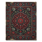 Elegant Crimson Floral Medallion Charcoal Art Rug