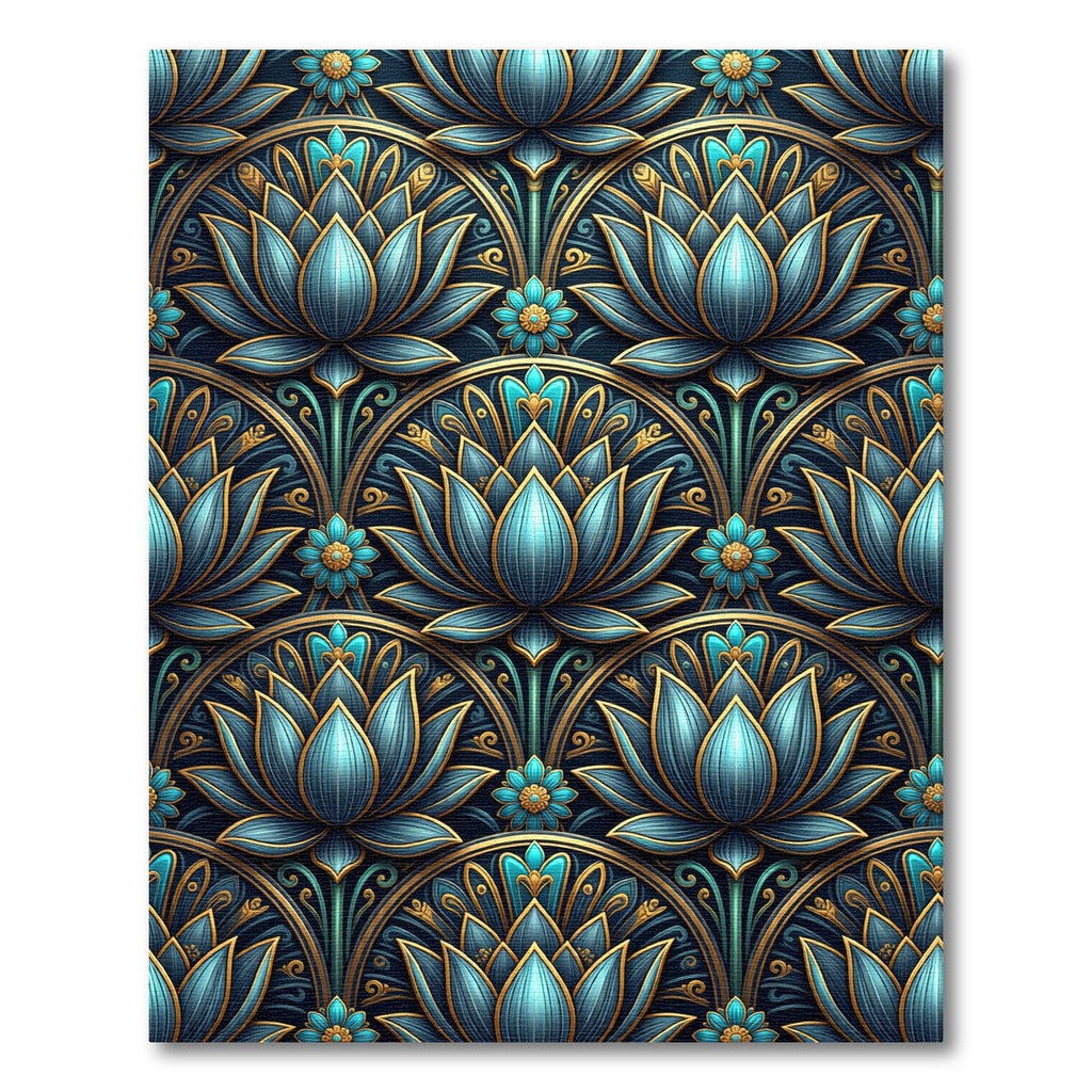Luxurious Teal Lotus Archway Rug