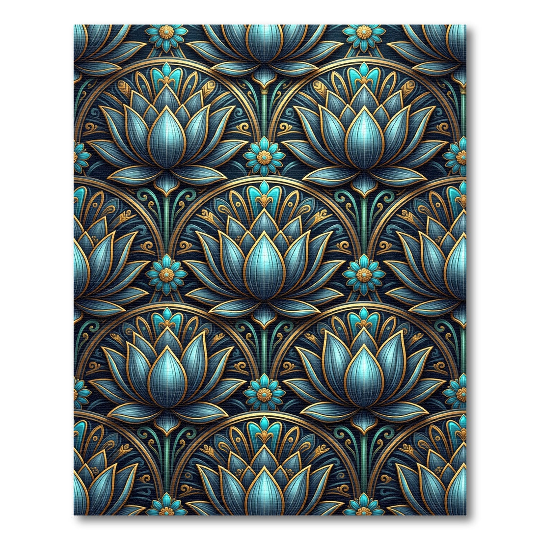 Luxurious Teal Lotus Archway Rug