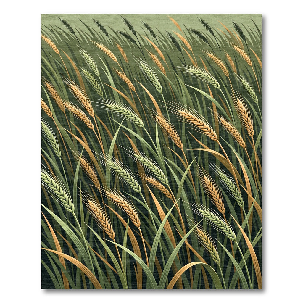 Golden Wheat Stalks on Sage Meadow Rug