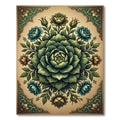Emerald Green Floral Symmetry Medallion Rug