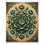 Emerald Green Floral Symmetry Medallion Rug