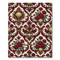 Ornate Crimson Rose Shell Medallion Rug