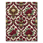 Ornate Crimson Rose Shell Medallion Rug