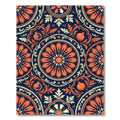 Midnight Orange Pomegranate Floral Medallion Rug