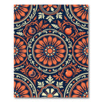 Midnight Orange Pomegranate Floral Medallion Rug
