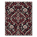 Rich Burgundy Cream Floral Damask Rug