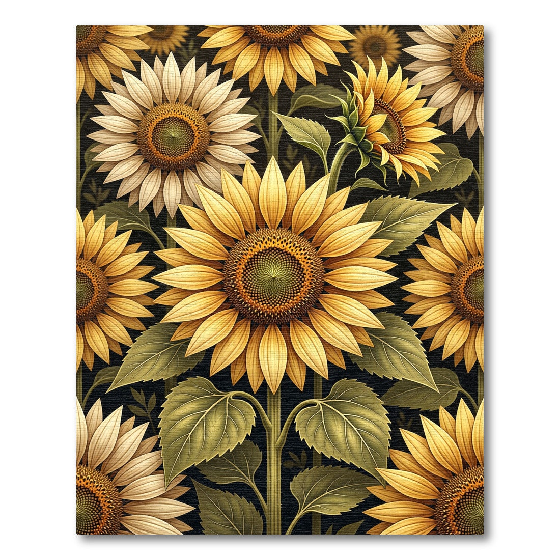Golden Sunflower Floral Botanical Arrangement Rug