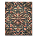Ornate Compass Rose Floral Brocade Rug