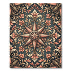Ornate Compass Rose Floral Brocade Rug