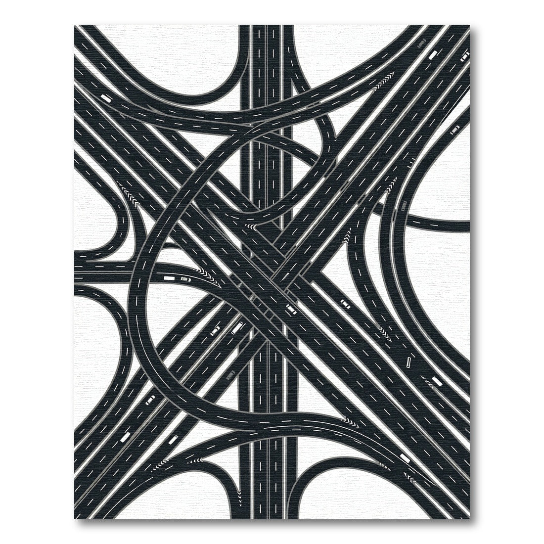 Modern Monochrome Intersecting Highway Junction Rug