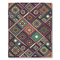 Terracotta Green Floral Diamond Collage Rug