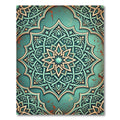 Mint Green Teal Intricate Arabesque Circular Rug