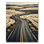 Winding Country Road Scenic Landscape Rug