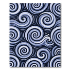 Deep Blue Swirl Wave Composition Rug