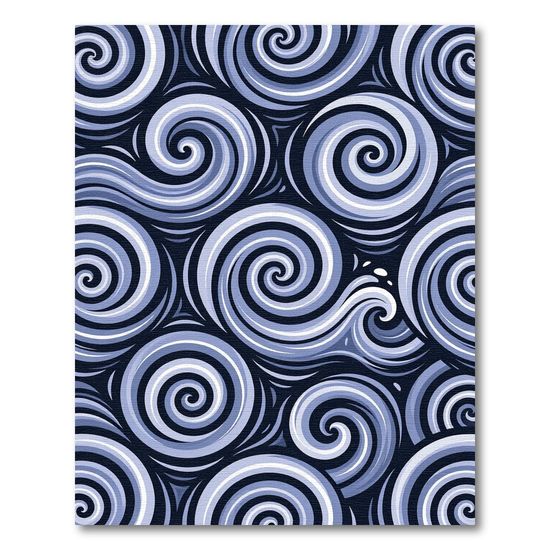 Deep Blue Swirl Wave Composition Rug