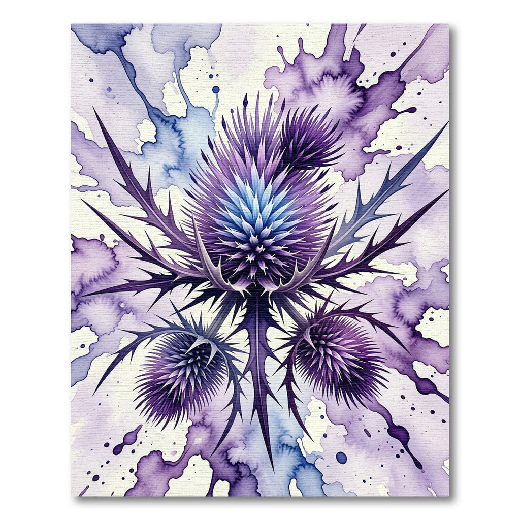 Abstract Watercolor Purple Thistle Bloom Rug