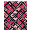 Geometric Magenta and Blush Art Deco Rug