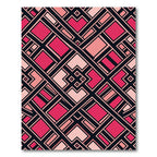 Geometric Magenta and Blush Art Deco Rug
