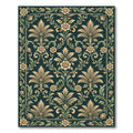 Elegant Dark Emerald Rose Damask Rug