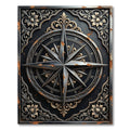 Ornate Compass Rose Black Gold Rug
