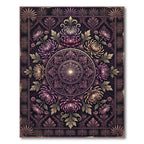 Ornate Plum Chrysanthemum Botanical Medallion Rug