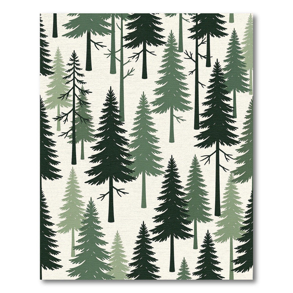 Forest Evergreen Pine Tree Illustration Rug