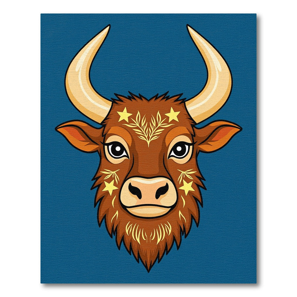 Majestic Brown Bull Stars Foliage Rug