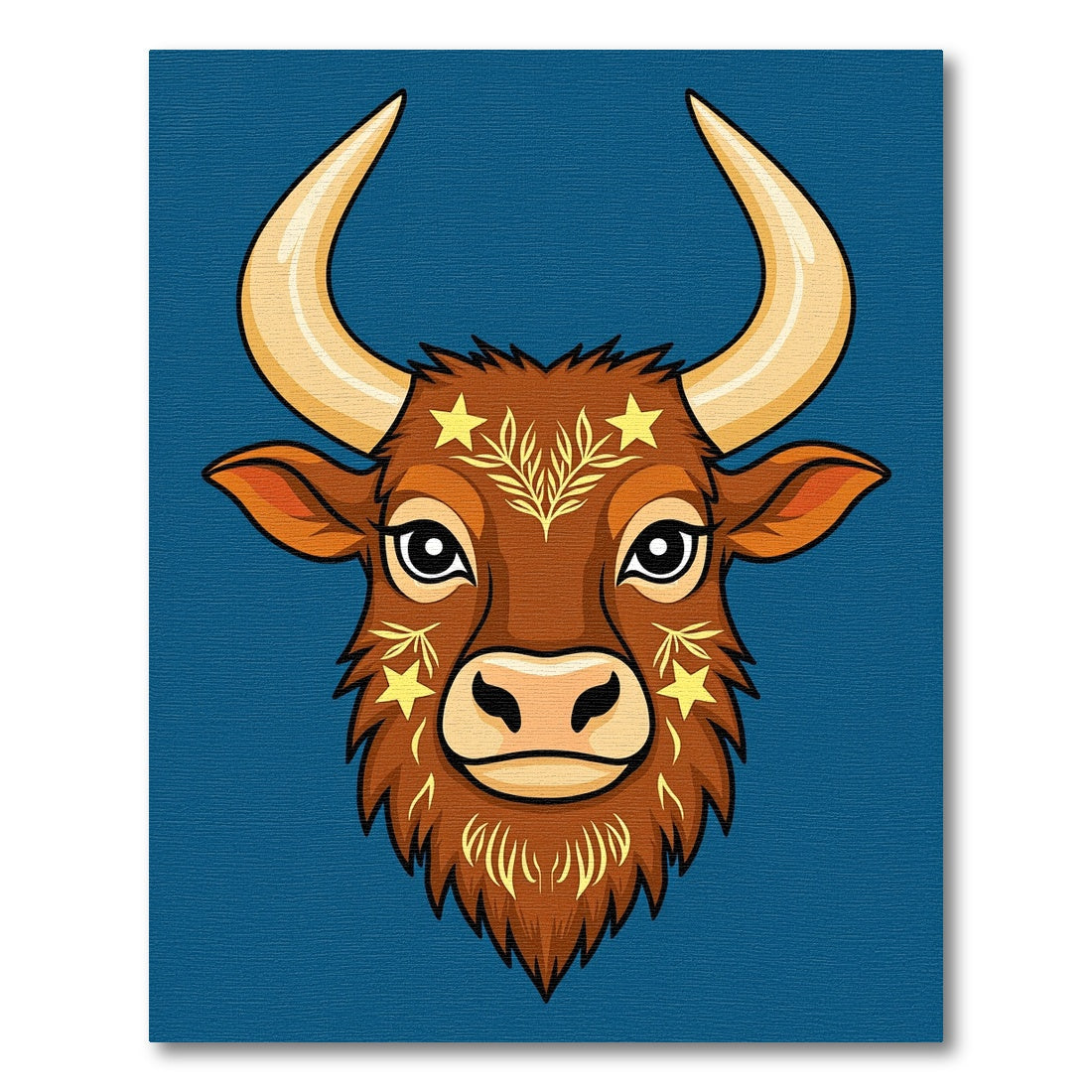 Majestic Brown Bull Stars Foliage Rug