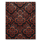 Modern Crimson Black Interlocking Floral Rug