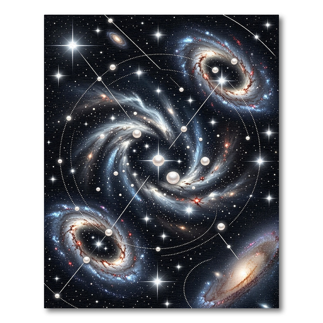 Celestial Spiral Galaxy Pearl Constellation Rug