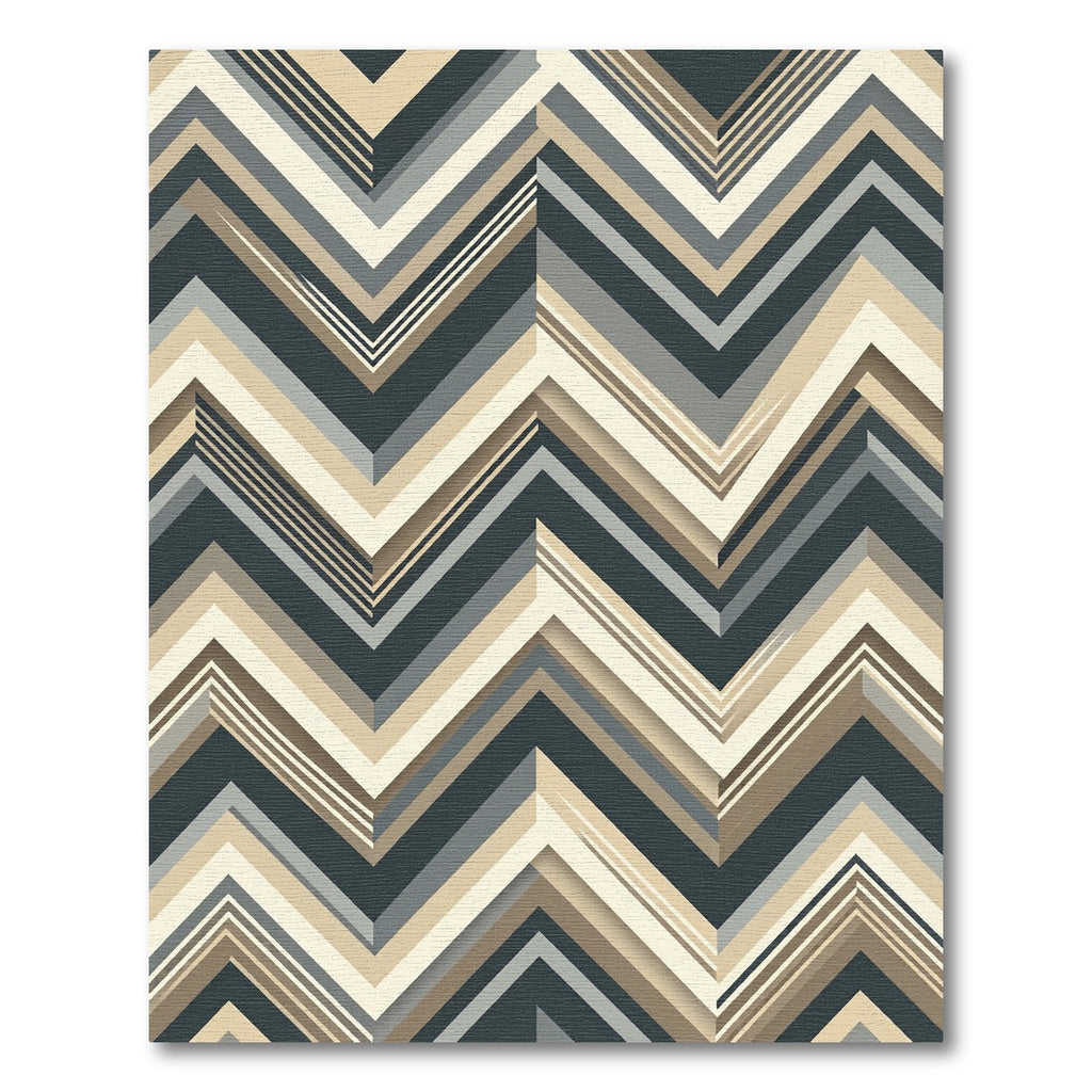 Modern Charcoal and Beige Chevron Striped Rug
