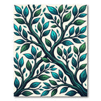 Whimsical Teal Green Branch Foliage Rug