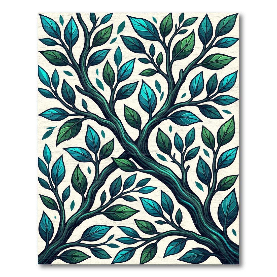 Whimsical Teal Green Branch Foliage Rug